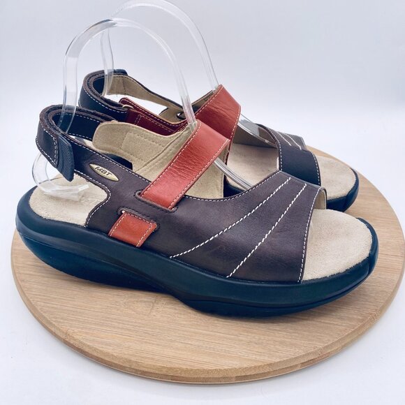 MBT Ema Sandals Womens 8.5 Brown Leather Slingback Recovery Peep - Picture 1 of 11